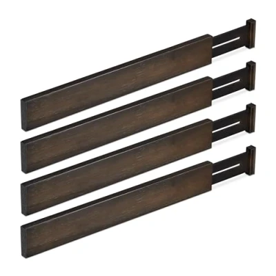 Afbeelding van Relaxdays ladeverdelers 4 stuks verstelbaar 46 tot 56 cm bamboe lade organizer keuken