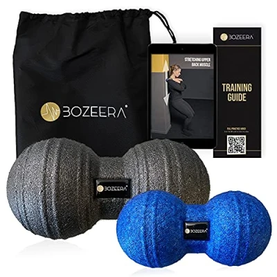 Afbeelding van BOZEERA Massagebal 8cm &amp; Duoball 12cm Triggerpoint Bal Set Peanut Ball Inclusief Video Handleiding Poster Tas