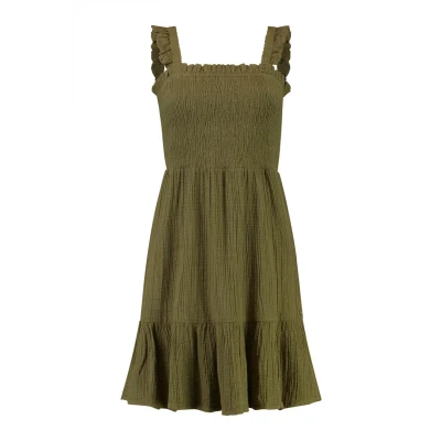 Afbeelding van Shiwi Borabora Mousseline Waffle Jurk, Dames, Maat: Small, Forest green