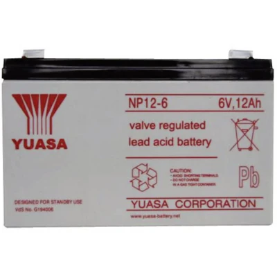 Afbeelding van Yuasa NP12 6 Loodaccu V 12 Ah Loodvlies (AGM) (b x h d) 151 98 50 mm Kabelschoen 6.35 Onderhoudsvrij, VDS certificering