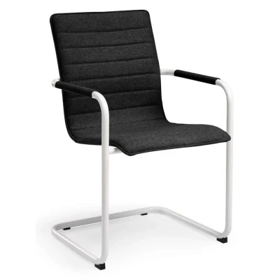 Afbeelding van Stijlvolle Design vergaderstoel voorzien van wolvilt stoffering Wit frame Antraciet stof