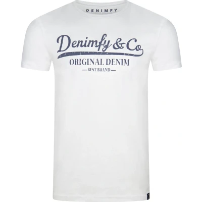 Afbeelding van DENIMFY Heren T Shirt DFNuri regular fit Wit XL Ronde Hals Volwassenen