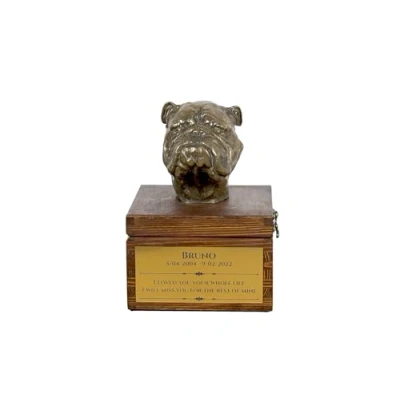 Afbeelding van Engelse Bulldog urn hond met beeldje gepersonaliseerde hondenurn