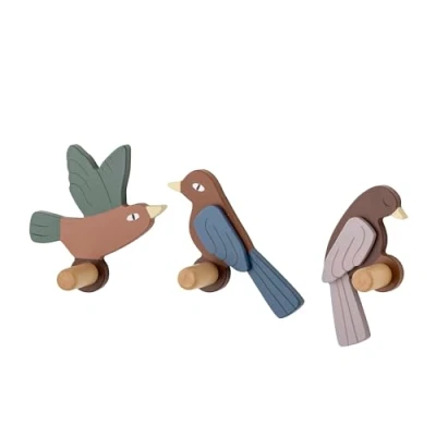 Afbeelding van Bloomingville kinderkapstok set van 3 vogels