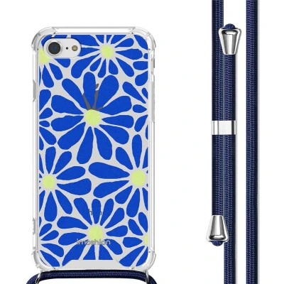 Afbeelding van imoshion Hoesje Geschikt voor iPhone SE (2022) / (2020) 8 7 Design met Koord Cobalt Blue Flowers Connect