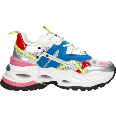 Afbeelding van Buffalo Triplet Hollow Sneakers laag, Dames, Maat: 38, White/blue/pink Imitatieleer/ textiel