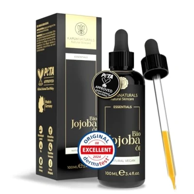 Afbeelding van Biologische Jojoba olie 100 ml 100% zuiver, natuurlijk en koudgeperst voor haar, hoofdhuid, wimpers, wenkbrauwen, baard nagels Veganistisch maximale zuiverheid