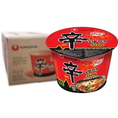 Image de Nongshim Pack de 16 Bol Nouilles Instantanées Shin Ramyun Très Epicé Big Bowl 114 g