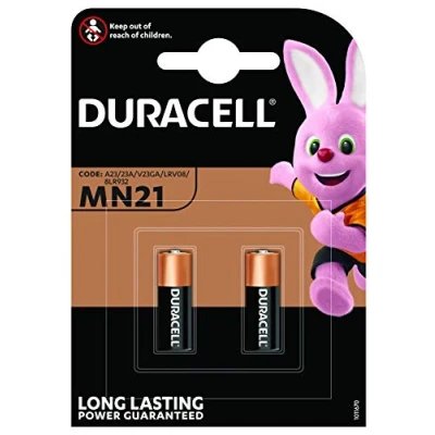 Afbeelding van Duracell 2 x 23A, 23AE, A23, V23GA, MN21, LRV08 12V alkalinebatterijen voor beveiligingsalarmsystemen en autosleutels
