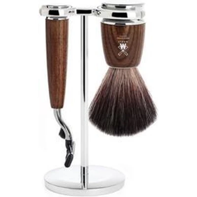 Afbeelding van Mühle Scheerset Rytmo Mach3 Black Fibre Essenhout