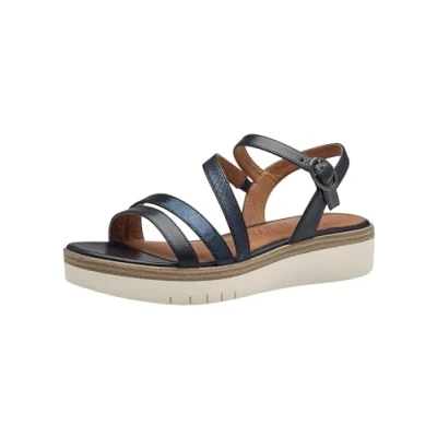 Afbeelding van Tamaris Sandalen met plateauzool, Dames, Maat: 36, Navy Leer