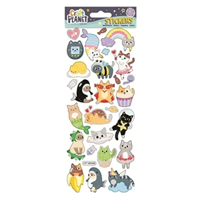 Afbeelding van Craft Planet Grappige en kleurrijke stickers Super katten zijn ideale verfraaiingsbenodigdheden voor scrapbooking boeken maken, gepersonaliseerde productgeschenken, CPT 805308