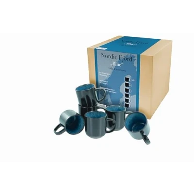 Afbeelding van CreaTable, 21552 Serie Nordic Fjord Set van 6 koffiekopjes aardewerk, vaatwasser en magnetronbestendig, kwaliteitsproductie