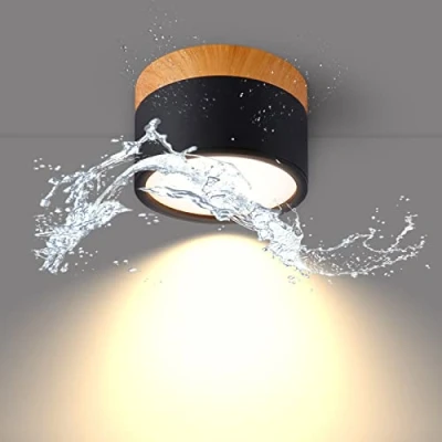 Afbeelding van Temgin plafondlamp, led spot, 12 W, IP65, downlight, 3000 K, 1080 lm, plafondspot, Ø 11 cm, aluminium, woonkamer, zwart, spots, warmwit, voor hal, slaapkamer, badkamer, keuken