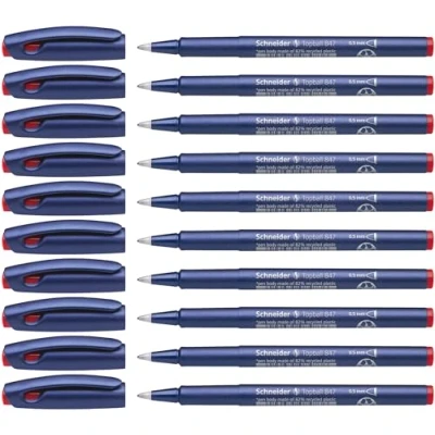 Afbeelding van rollerball Schneider Topball 847 0,5mm rood doos met 10 stuks