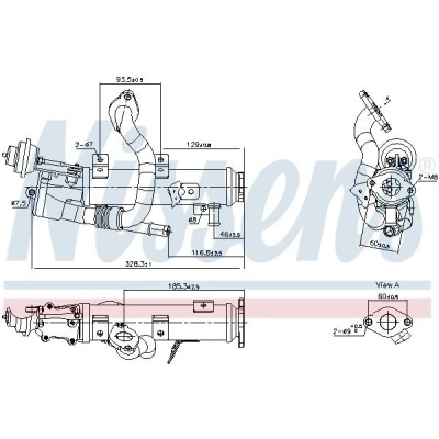Afbeelding van NISSENS 989448 EGR koeler Met onderdruk Bypass