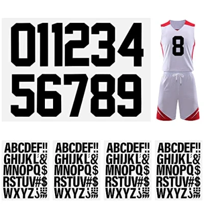 Afbeelding van Pilikoll 147 stuks cijfers, opstrijkbaar, waterdicht, 5 cm, letters, om op te strijken en 20 voor stof, T shirt, overhemden, naaiprojecten, knutselen (zwart)
