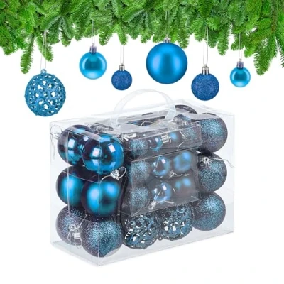 Afbeelding van Relaxdays kerstballen set van 50 traditioneel kunststof kerstboomversiering los benzine