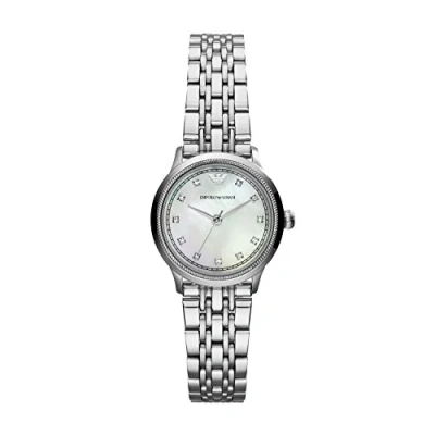 Afbeelding van Emporio Armani Dames Analoog Kwartshorloge Met Roestvrij Stalen Armband, Zilver, Eén maat, AR1803