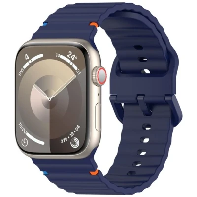 Afbeelding van Apple Watch Wave sportband Donkerblauw Geschikt voor 44mm / 45mm 46mm 49mm