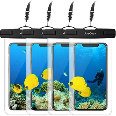 Afbeelding van ProCase 4 stuks waterdichte hoesjes voor iPhone 14 13 12 11 Pro Max/Galaxy A13 A53 S22 S21 en andere smartphones, stuks, waterdicht, transparant