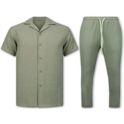 Afbeelding van Linnen Twinset Zomerset Heren Overhemd Zomer Broek MG Beige Maat M