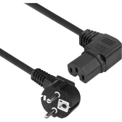 Afbeelding van ACT Netsnoer CEE 7/7 male (haaks) C15 (haaks rechts) IEC60320 zwart 1,5 m AK5350