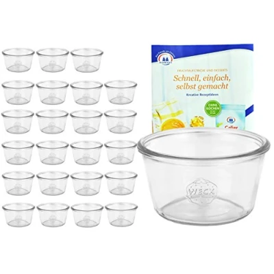 Afbeelding van MamboCat weck 24 x 370 ml, 1/4 liter met Diamantzucker receptenboekje, origineel glas zonder deksel, voor cake, gelei, UVM