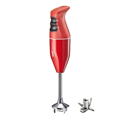 Afbeelding van bamix Staafmixer EO140 Classic met multifunctioneel mes van roestvrij staal, 140 W, 2 standen, Made in Switzerland, rood/wit