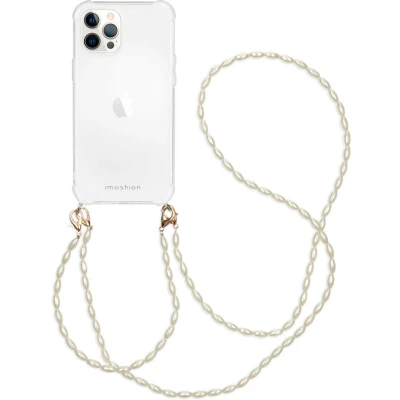 Afbeelding van imoshion Hoesje Geschikt voor iPhone 12 Pro Max Backcover met koord + armband Parels Transparant