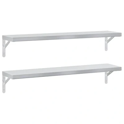 Afbeelding van vidaXL Wandschappen 2 st 100x23,5 cm roestvrijstaal zilverkleurig
