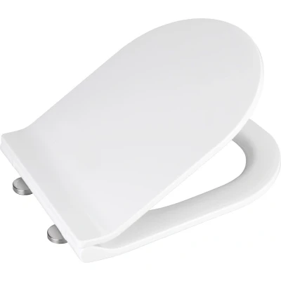 Afbeelding van WENKO WC bril Habos wit Thermoplast Easy Close sluiting Fix Clip bevestiging in RVS Toiletbril Toiletzitting
