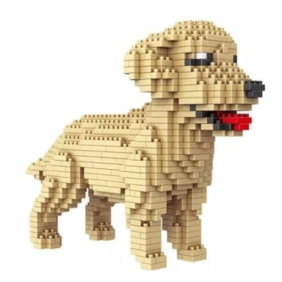 Afbeelding van Golden Retriever (Labrador Retriever). Figuur te assembleren met nanoblokken. 950 stuks.
