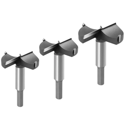 Afbeelding van Flintronic houtboren, 3 delig (45/50/60 MM), hardmetalen verzinkboor, voor het installeren van sferische houten deuren en laden, helpt je snel nette platte bodemgaten in hout te maken