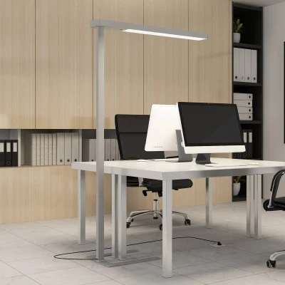 Afbeelding van Arcchio LED kantoor vloerlamp Susi, zilver, aluminium, dimmer, sensor