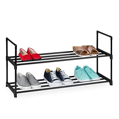 Afbeelding van Relaxdays Schoenenrek metaal schoenen opbergrek zwart schoenenopberger steeksysteem 2