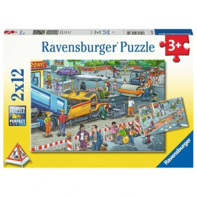 Afbeelding van Ravensburger puzzel Werk aan de weg Twee puzzels 12 stukjes kinderpuzzel