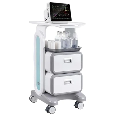 Afbeelding van VEVOR Laboratoriumkarren met 3 niveaus, medische trolley 2 laden, 1 bovenste plank en 4 stille wielen, mobiele ABS materiaal voor laboratorium, kliniek, ziekenhuis,