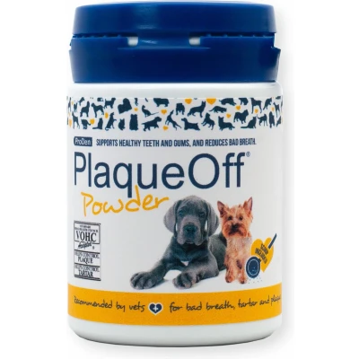 Afbeelding van ProDen PlaqueOff Powder 100% Natuurlijke gebitsreiniging voor honden een frisse adem en schoon gebit Met doseerschepje 60 of 180 gram