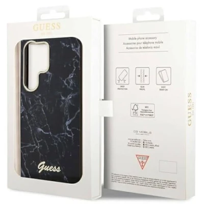 Afbeelding van Guess Samsung Galaxy S23 Ultra Hoesje Back Cover Marmer Zwart