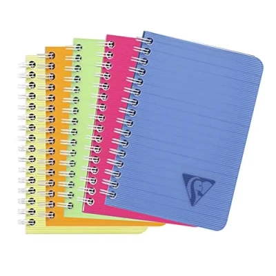 Afbeelding van Clairefontaine 328526C Collection Linicolor Fresh notitieboek, spiraalbinding, 9 x 14 cm, 100 pagina&#039;s, gelinieerd, wit papier, 90 g, polypropyleen omslag, transparant, willekeurige kleurkeuze