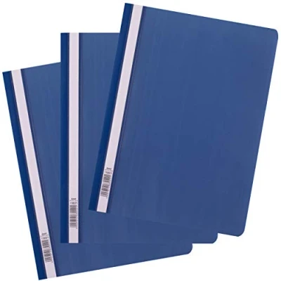 Afbeelding van D.RECT 25 stuks DIN A4 kunststof mappen met transparante voorkant map van polypropyleen folie donkerblauw