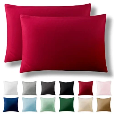 Afbeelding van Alreya Kussenslopen, set van 2, 100% katoen, renforcé, 40 x 60 cm, met YKK ritssluiting, hypoallergeen, zonder chemische stoffen, rood