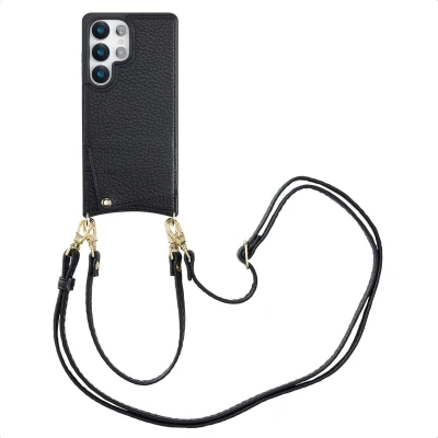 Afbeelding van Selencia Hoesje Geschikt voor Samsung Galaxy S25 Ultra met Pasjeshouder Nova Backcover koord en pashouder Zwart