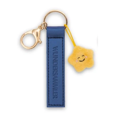 Afbeelding van NICI Wonderverzamelaar sleutelhanger, kunstleren armband, 10 cm, met blauwe ster, trouwe metgezel voor rugzak of tas, sleutelhanger groot en klein, 62031
