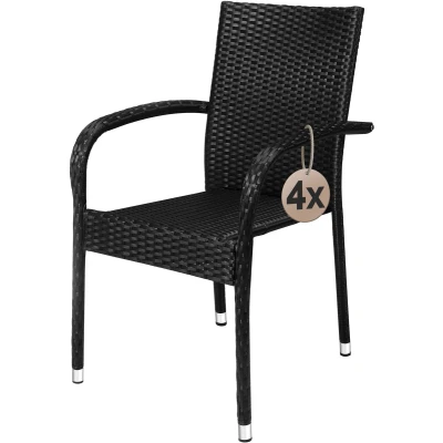 Afbeelding van Casaria Tuinstoelen Set van 4 Weer en UV bestendig 90x56x60cm Zwart