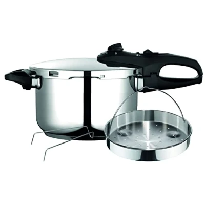 Afbeelding van Fagor Duo snelkookpan 4 liter inductie, express, supersnel, roestvrij staal 18/10, alle soorten fornuizen, thermodiffuserbodem, 2 drukniveaus, 5 veiligheidssystemen, met mand