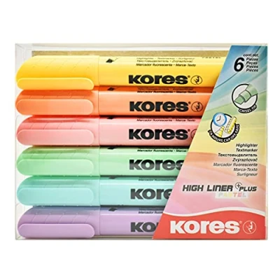 Afbeelding van Kores High Liner Plus Highlighter Markeerstift Pastel etui 6 kleuren