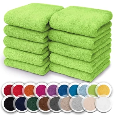 Afbeelding van NatureMark 10 stuks washandjes 100% katoen badstof Afmetingen: 30 x cm Kleur: appelgroen