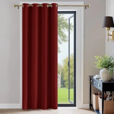Afbeelding van PONY DANCE Thermisch Woonkamer Gordijn Kerst Raamdecoratie Verduisterende Gordijnen Isolatie Ruis verminderen Energie besparen voor Kamer, B 132 x H 210 cm, 1 stuk, Donkerrood
